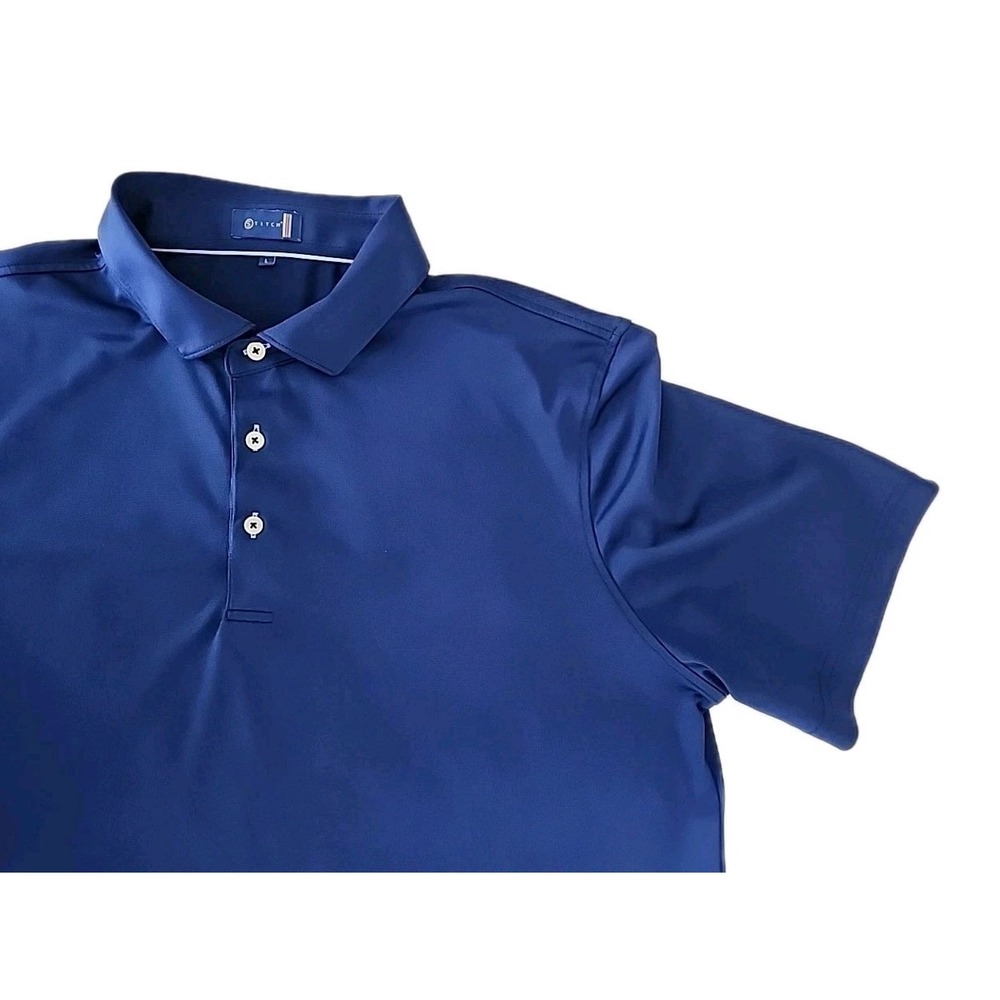 Stitch Golf Polo Men's Large Jersey Solid Blue Comfort Performance Classic Fit